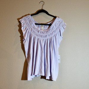 Free People | Light Blue Ruffle Shoulder Top